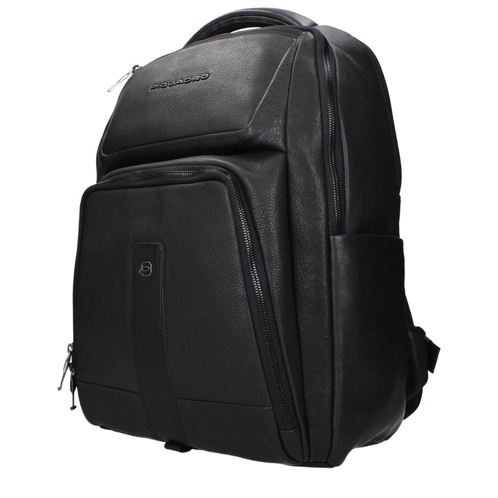 Piquadro Black Leather Backpack