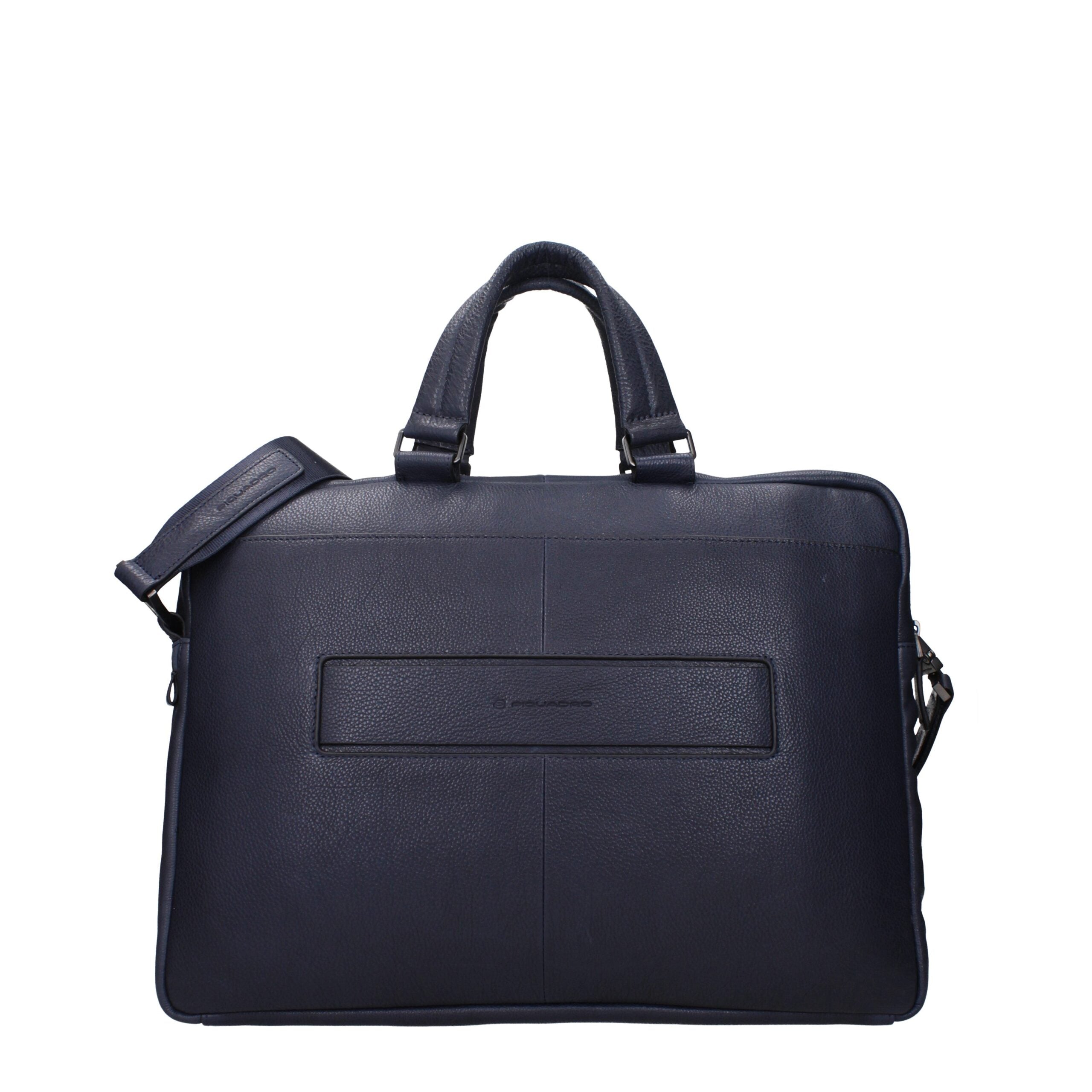 Piquadro Blue Leather Business And Laptop Bag