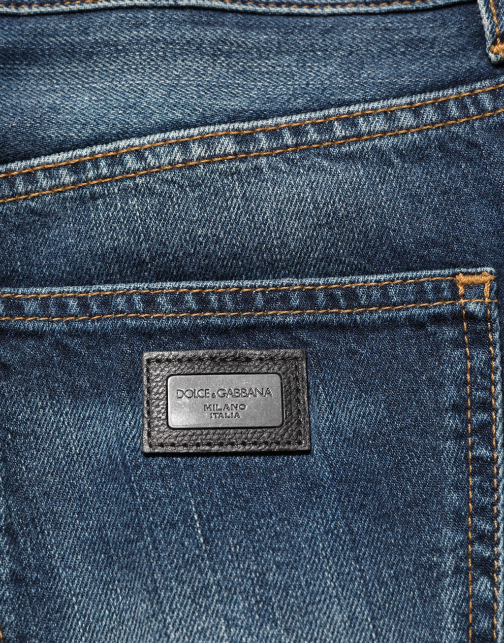 Dolce & Gabbana Dark Blue Washed Cotton Skinny Men Denim Jeans