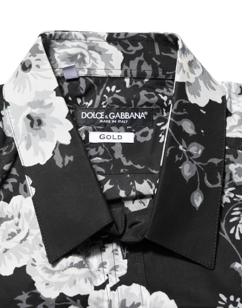 Dolce & Gabbana Black Floral Collared GOLD Casual Polo Shirt