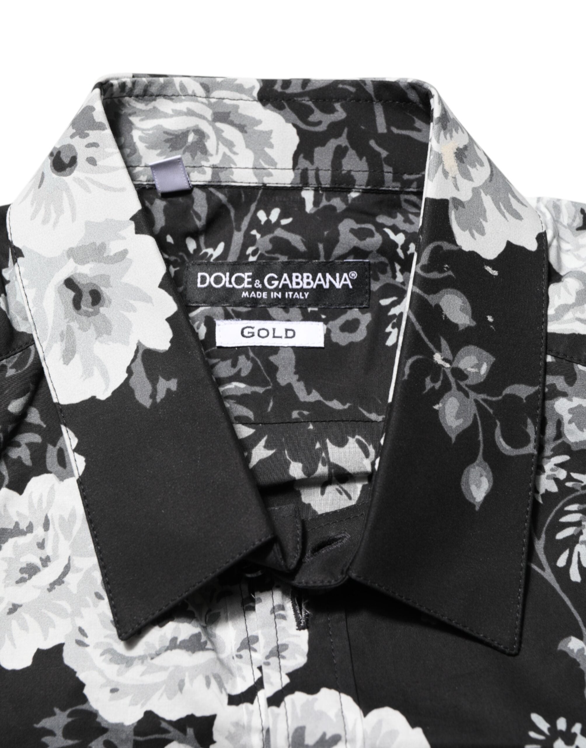 Dolce & Gabbana Black Floral Collared GOLD Casual Polo Shirt