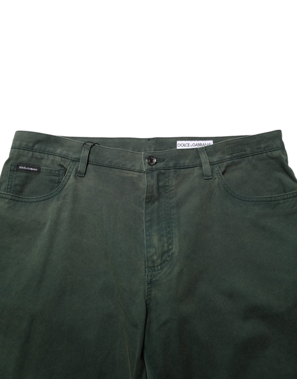Dolce & Gabbana Dark Green Cotton Stretch Loose Denim Jeans