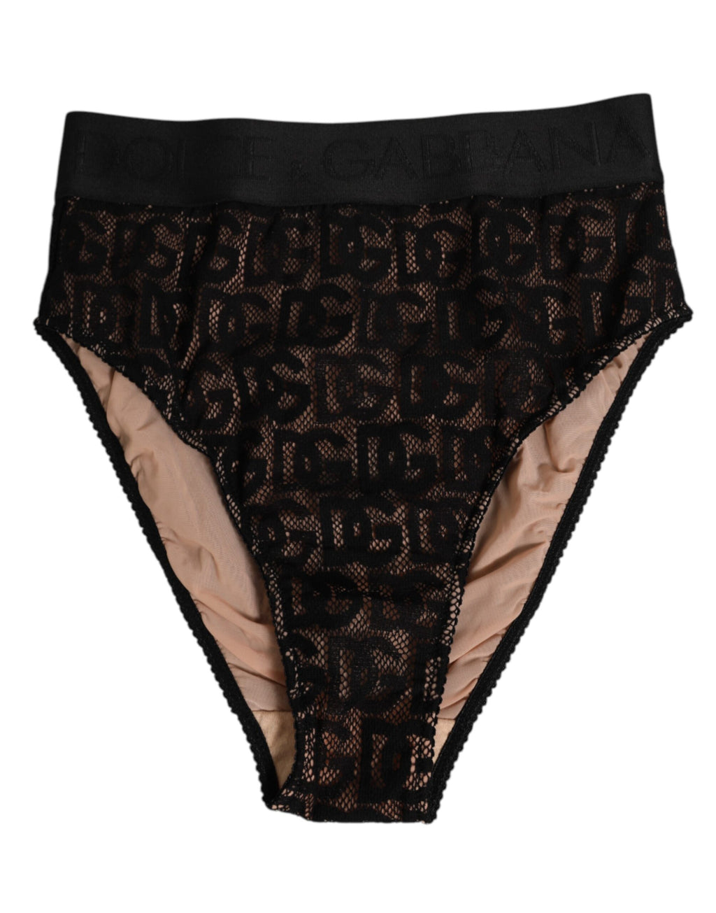 Culotte taille haute en dentelle noire Dolce &amp; Gabbana avec logo DG