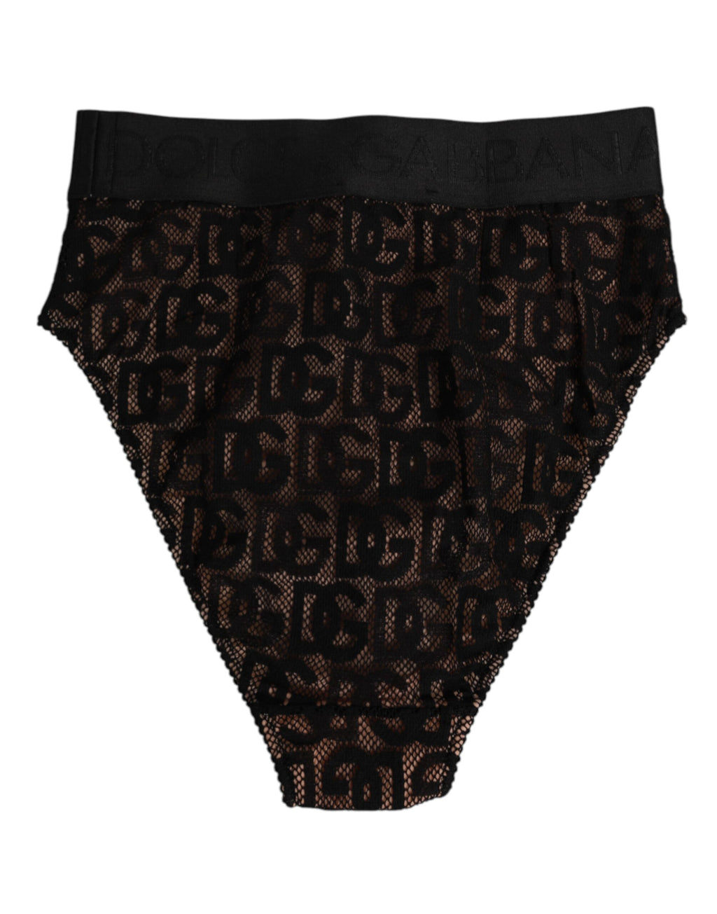 Culotte taille haute en dentelle noire Dolce &amp; Gabbana avec logo DG