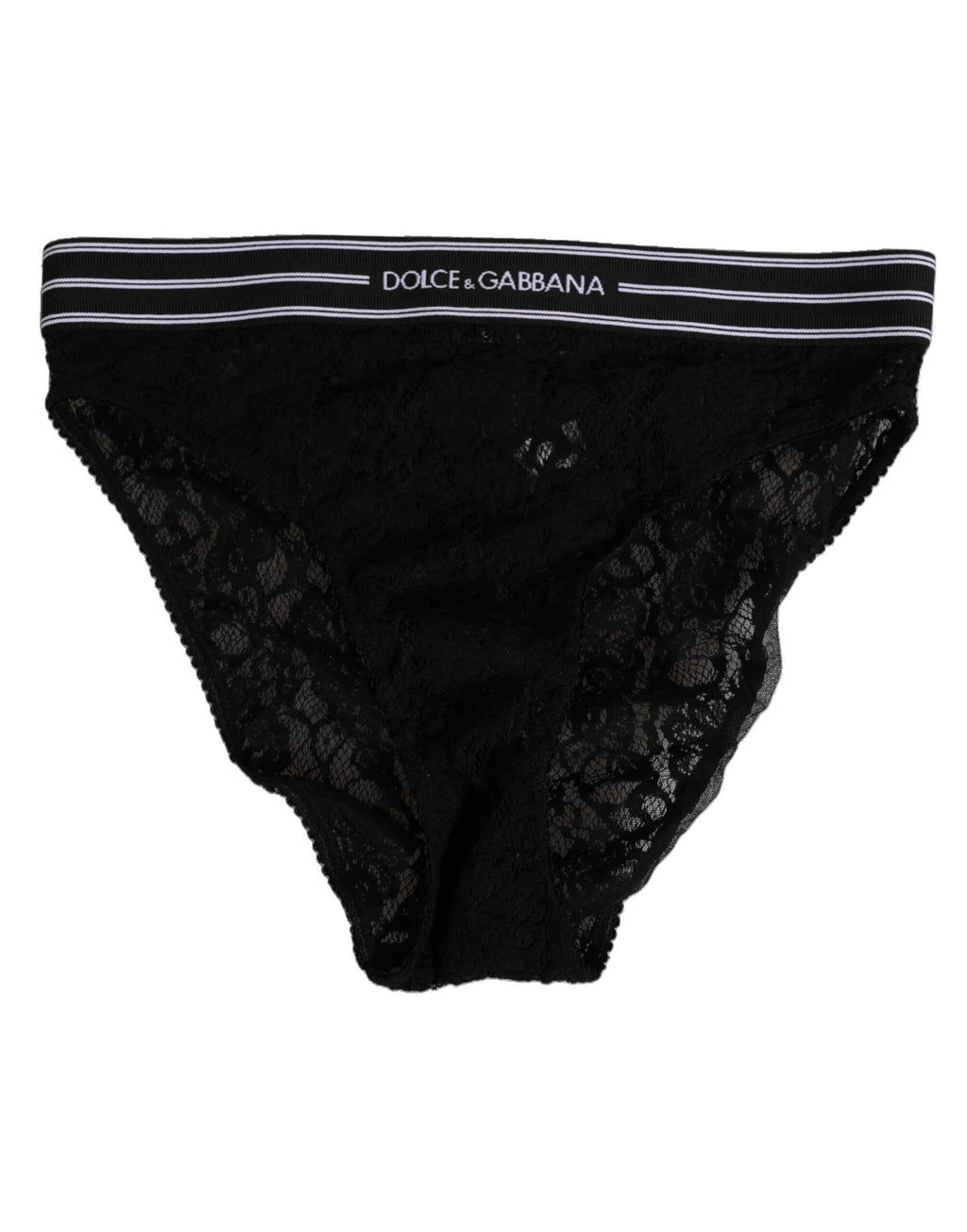 Slip en dentelle noire Dolce &amp; Gabbana avec ceinture à logo