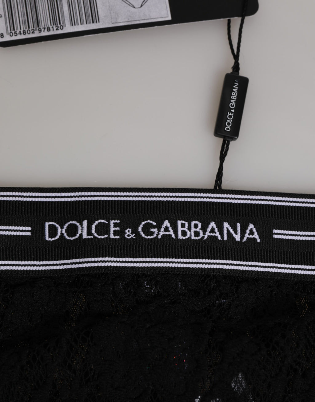 Slip en dentelle noire Dolce &amp; Gabbana avec ceinture à logo