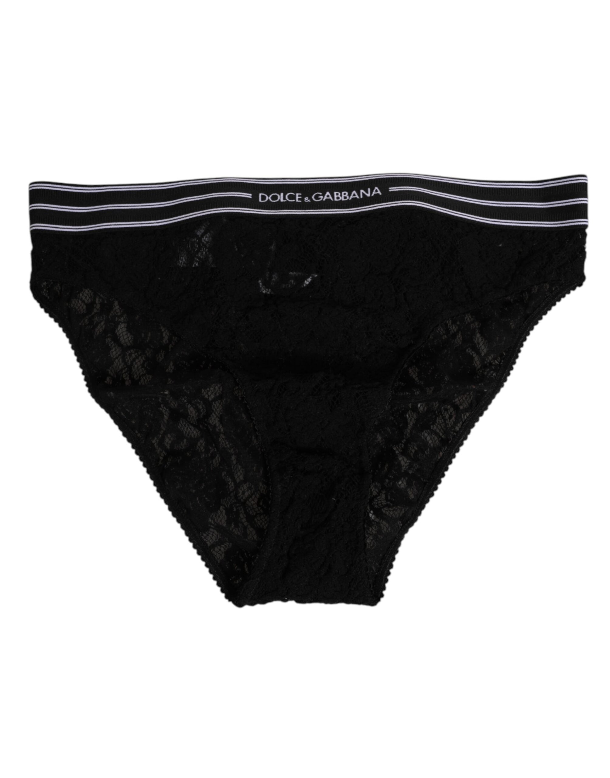 Slip en dentelle noire Dolce &amp; Gabbana avec ceinture à logo