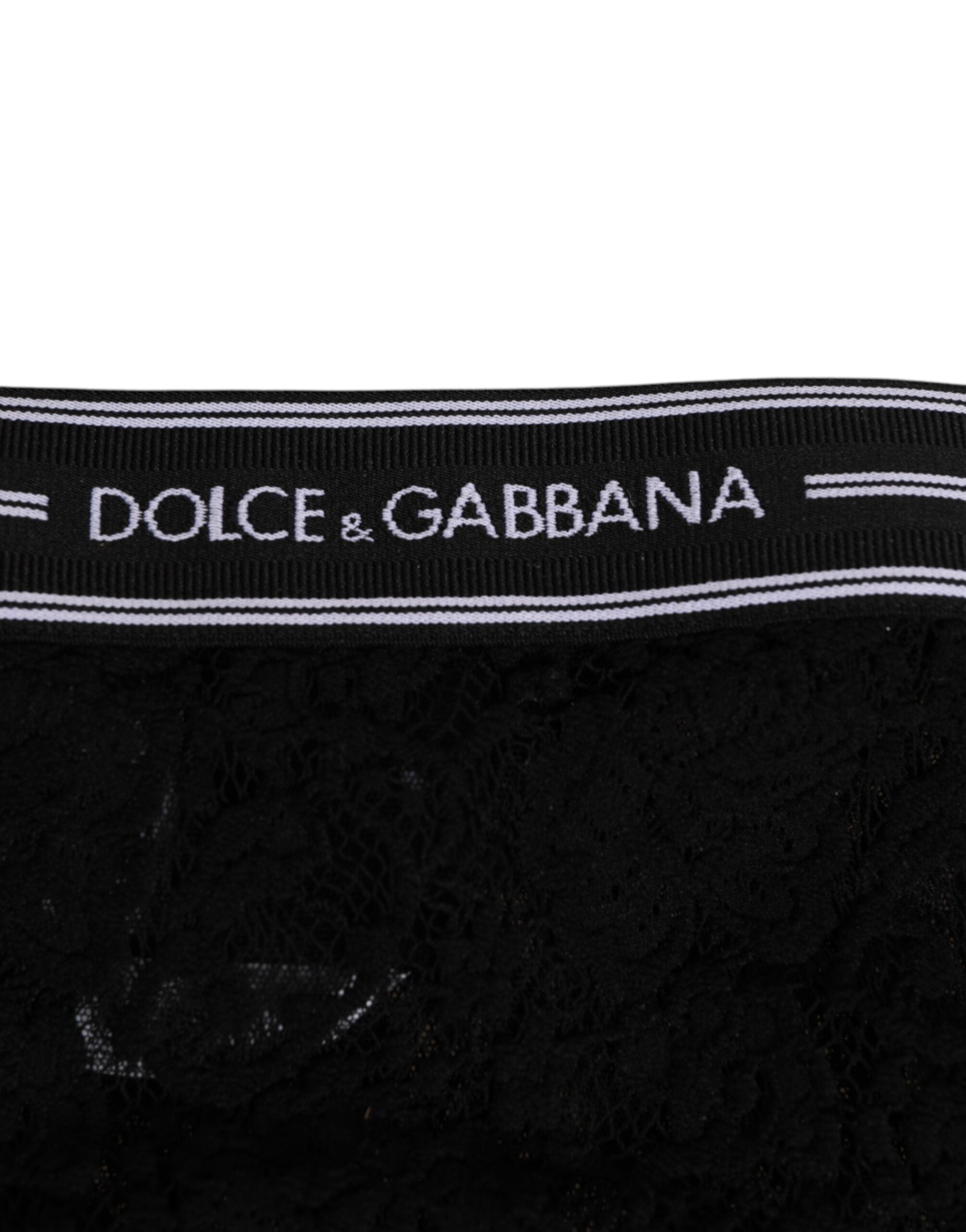 Slip en dentelle noire Dolce &amp; Gabbana avec ceinture à logo