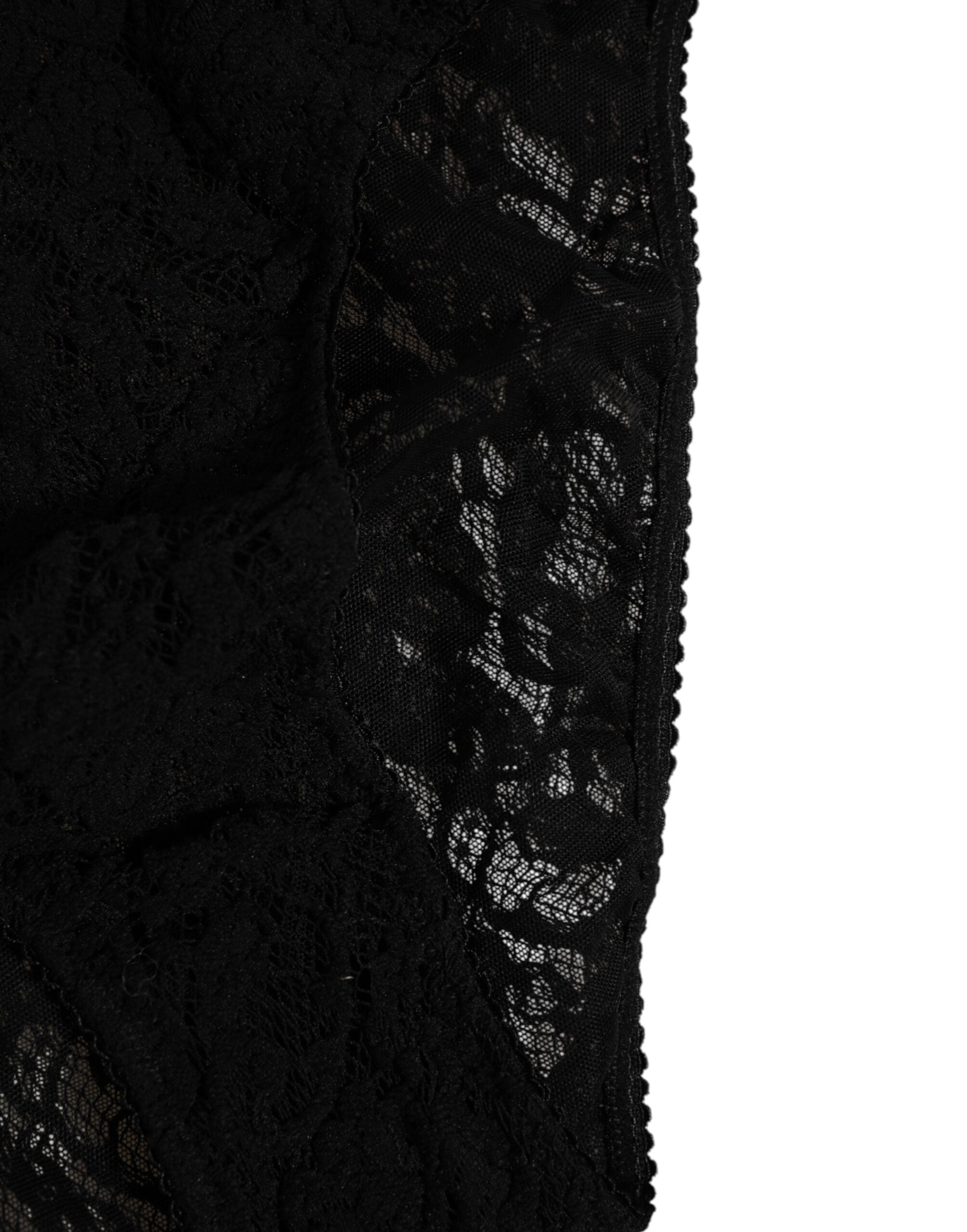 Slip en dentelle noire Dolce &amp; Gabbana avec ceinture à logo