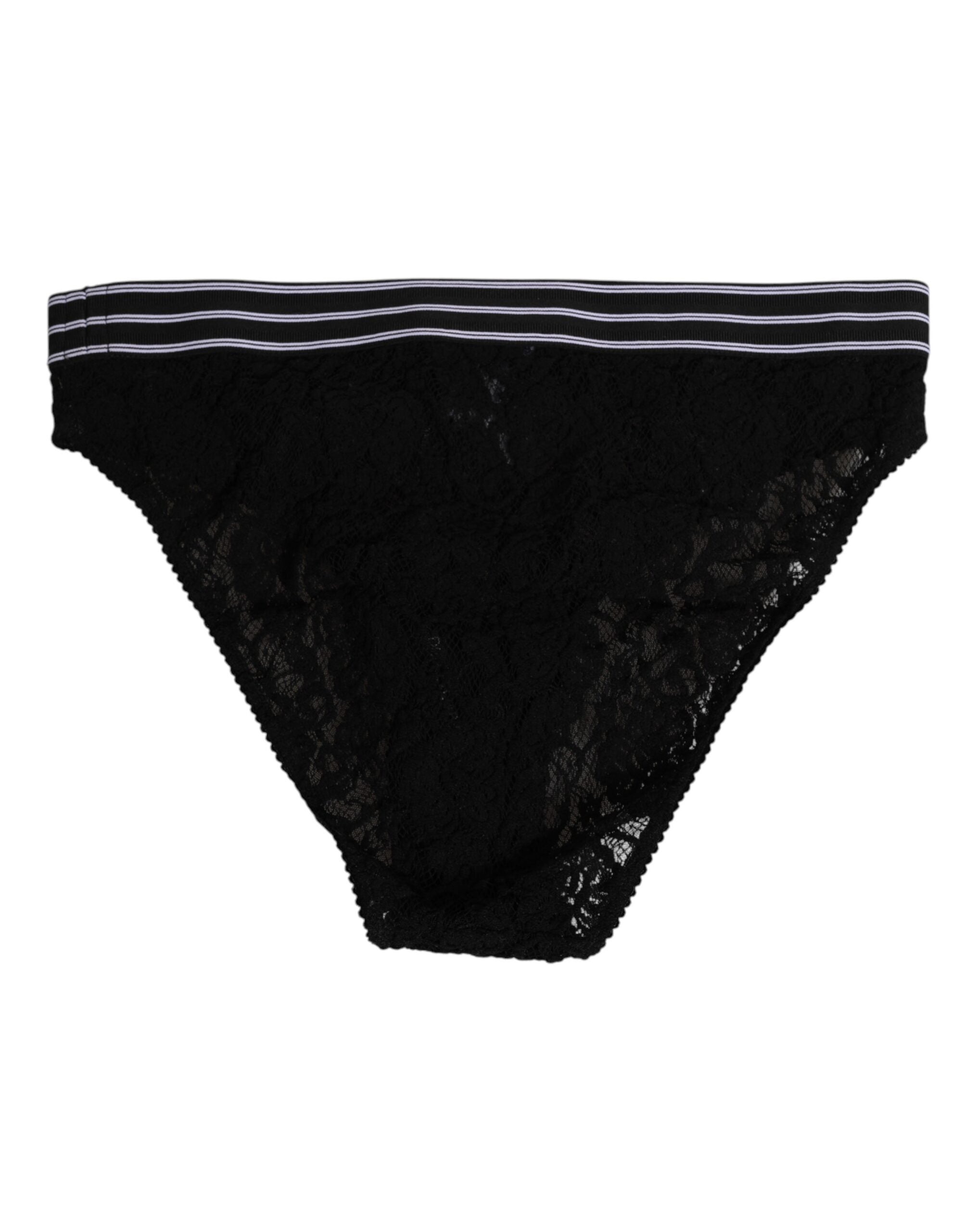 Slip en dentelle noire Dolce &amp; Gabbana avec ceinture à logo