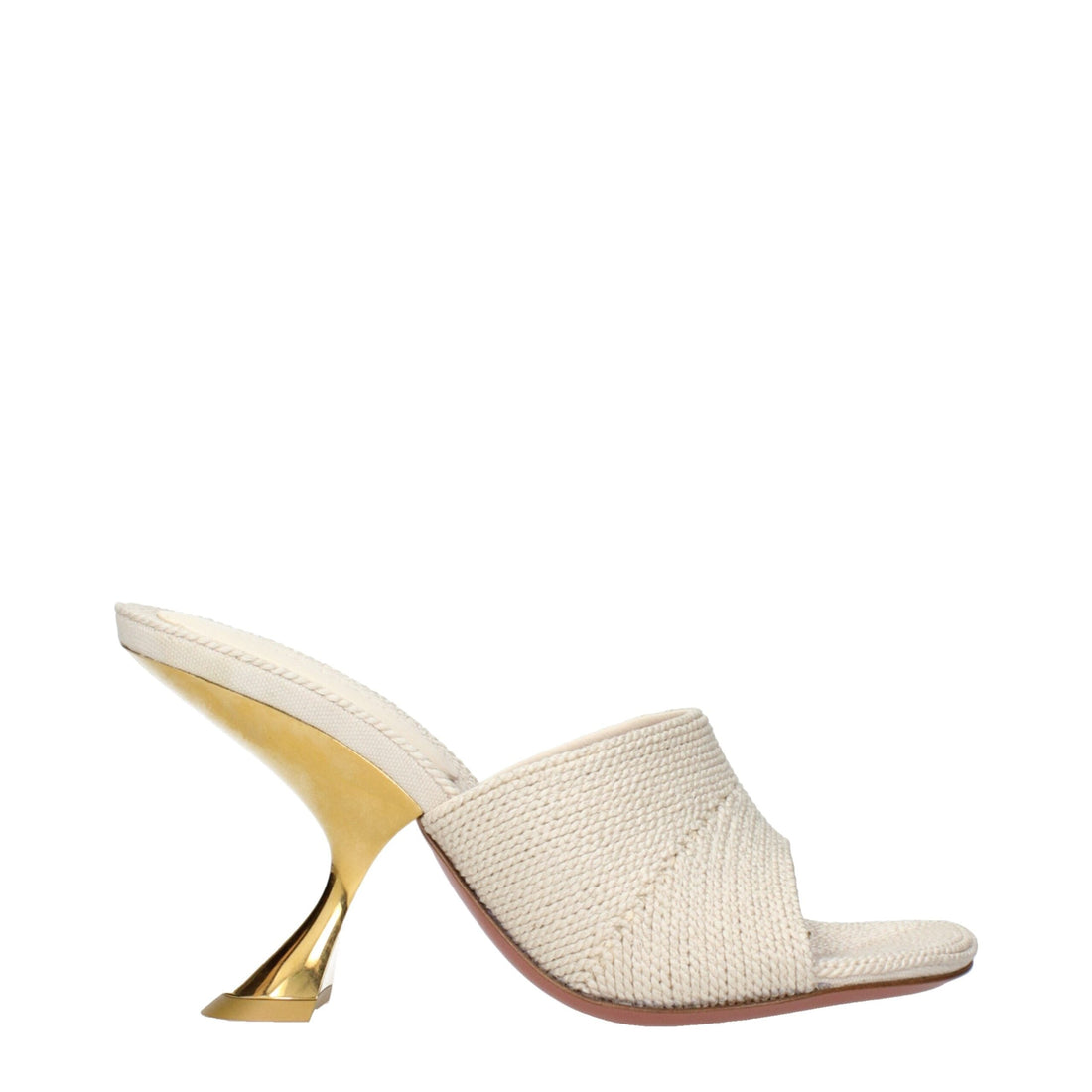 Amina Muaddi Beige Fabric Slippers