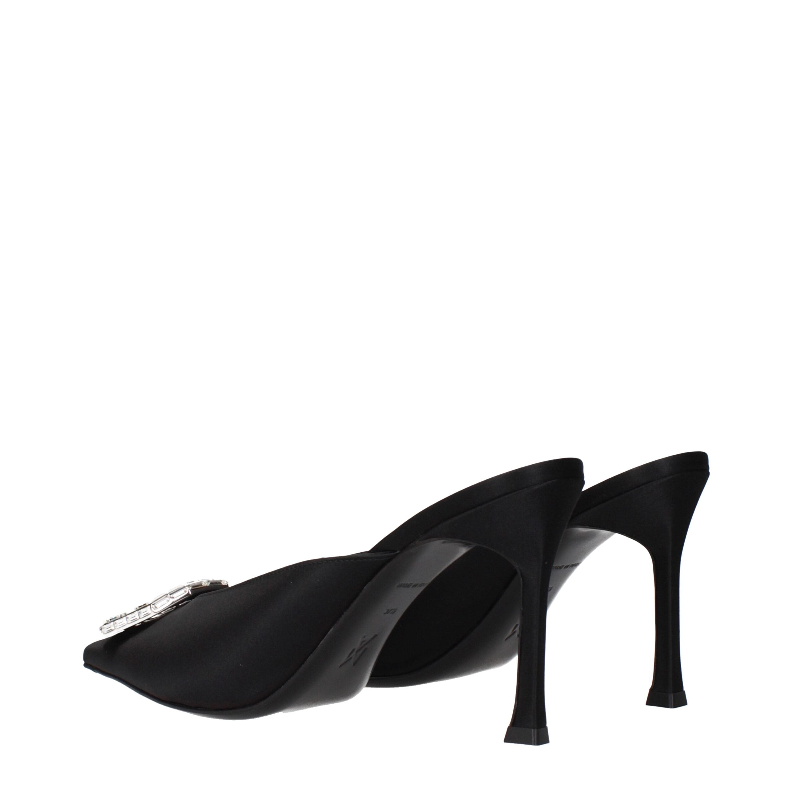 Amina Muaddi Black Satin Pumps
