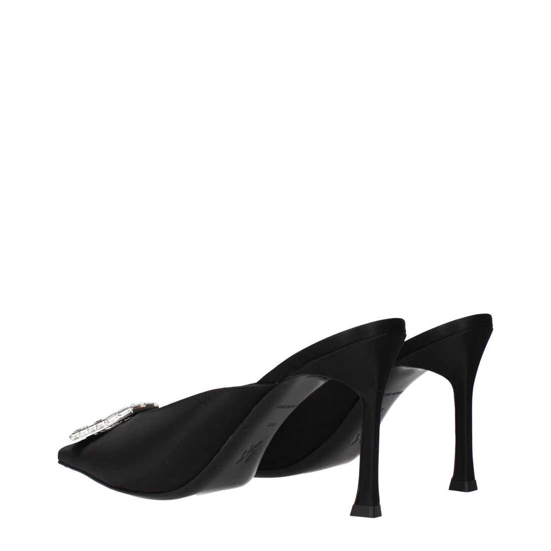 Amina Muaddi Black Satin Pumps