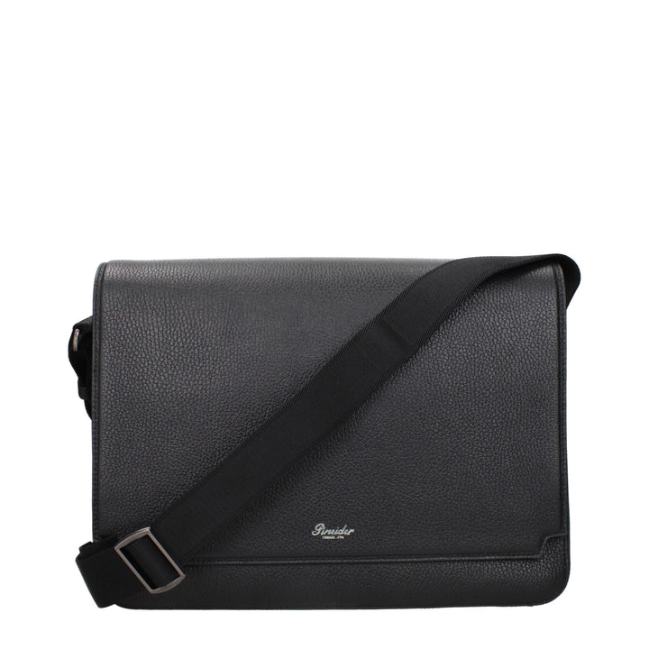 Pineider Black Leather Crossbody Bag