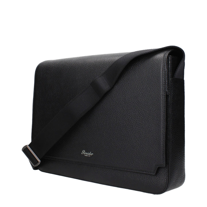Pineider Black Leather Crossbody Bag
