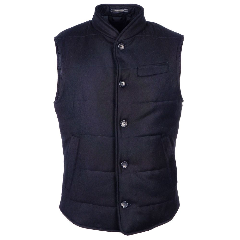 Veste sans manches en laine bleue fabriquée en Italie