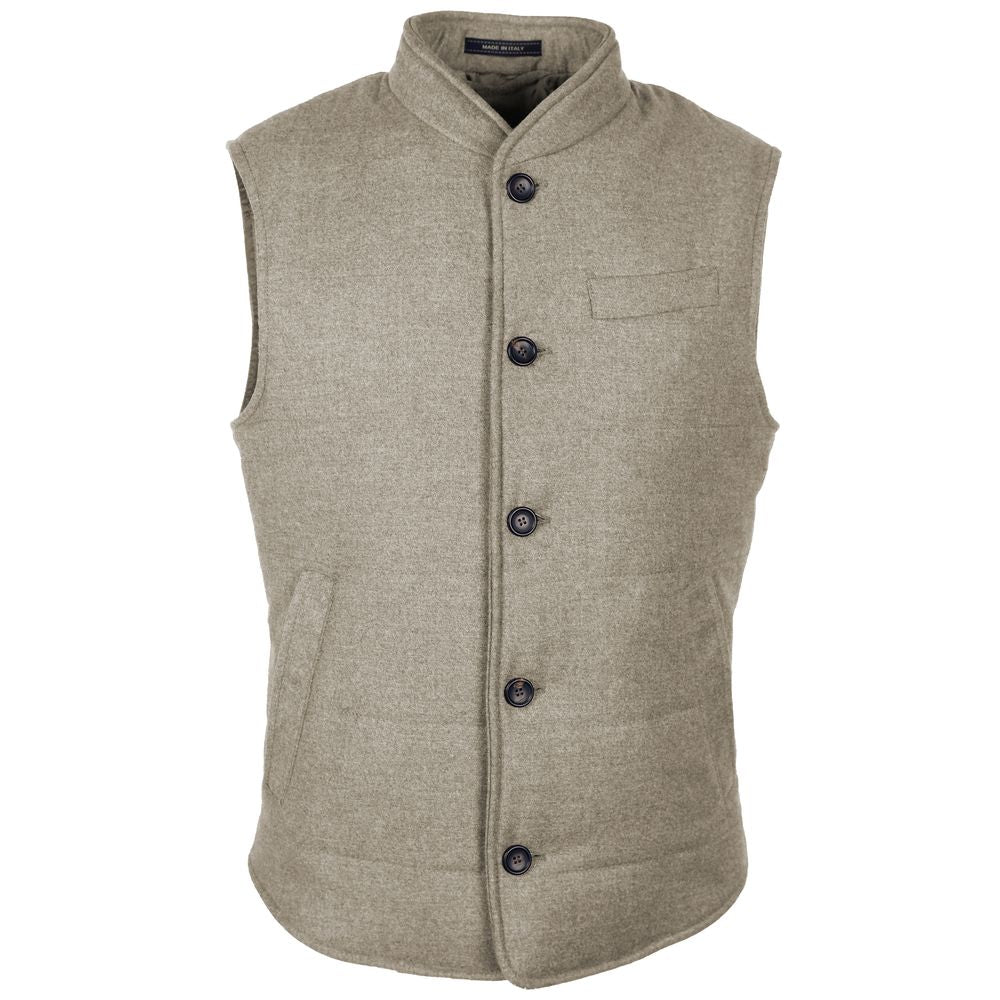Veste sans manches en laine beige fabriquée en Italie