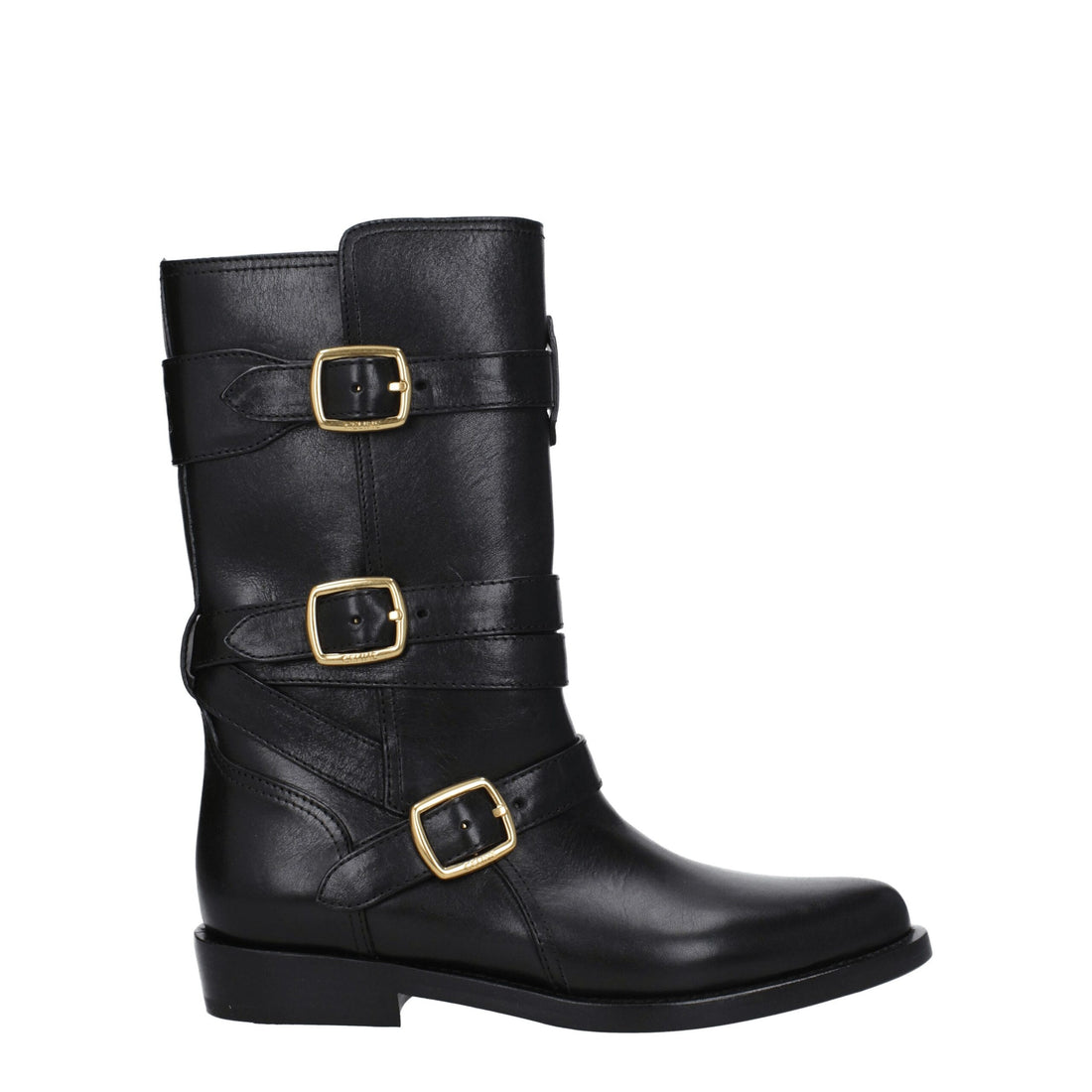 Celine Black Leather Flat Boots