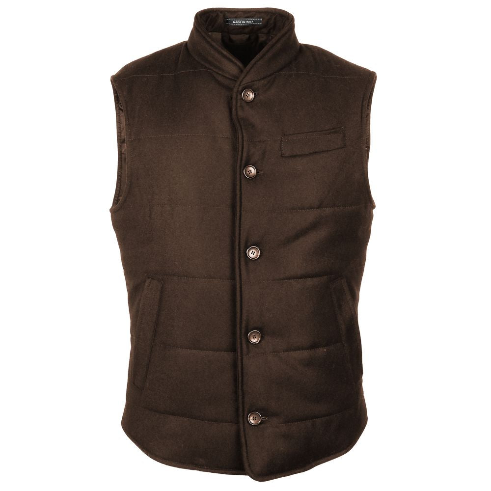 Veste sans manches en laine marron fabriquée en Italie