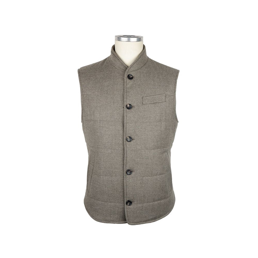 Veste sans manches en laine marron fabriquée en Italie