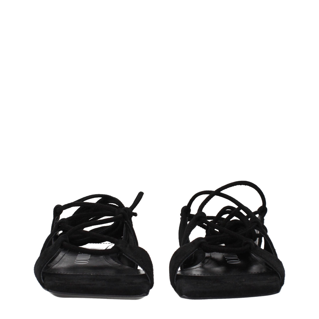 The Attico Black Leather Flat Sandals