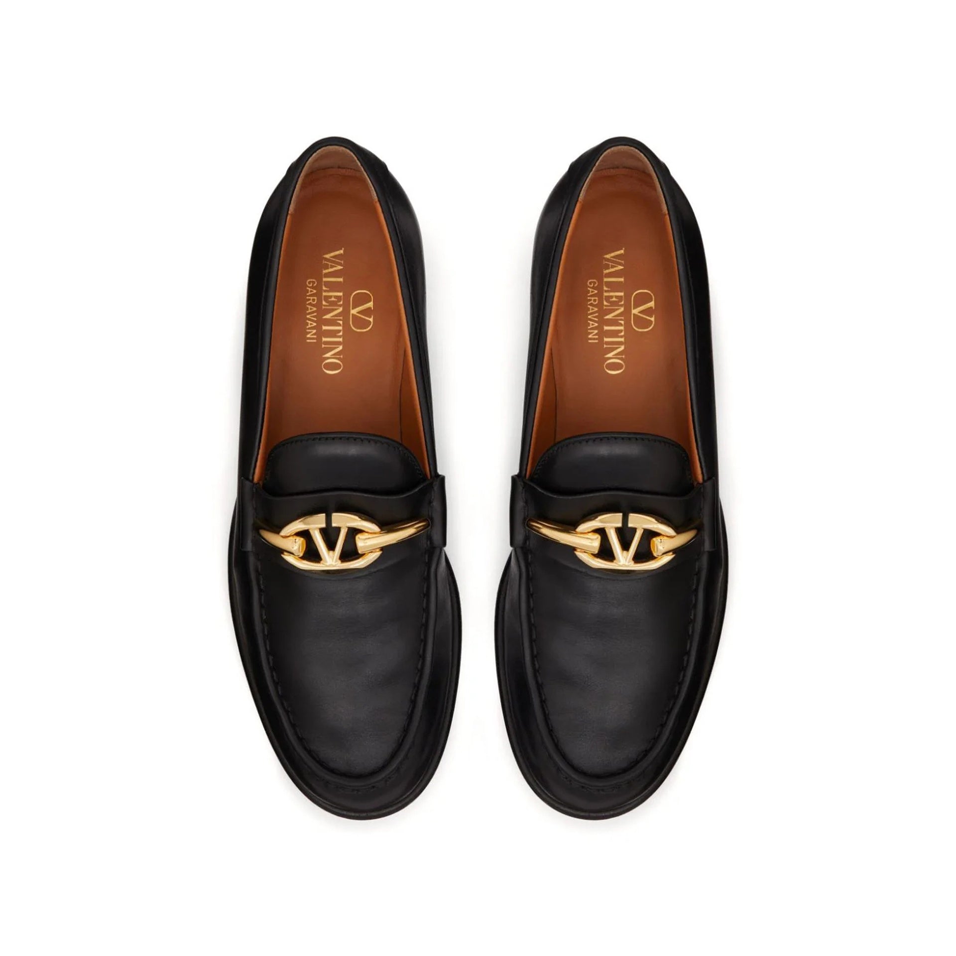 Valentino Garavani V-Logo Moon Leather Loafers
