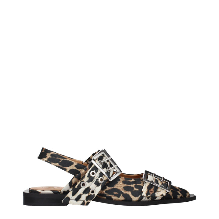 Ganni Brown Fabric Sandals