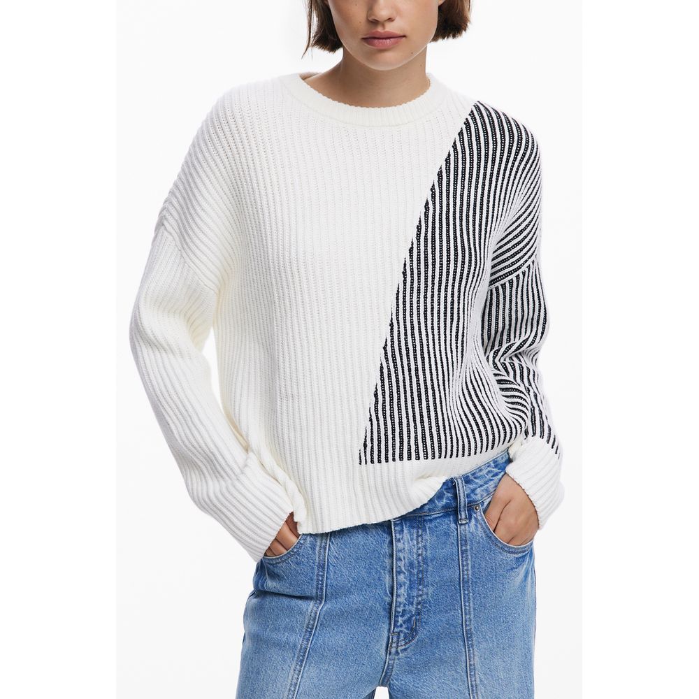 Pull femme en coton blanc Desigual