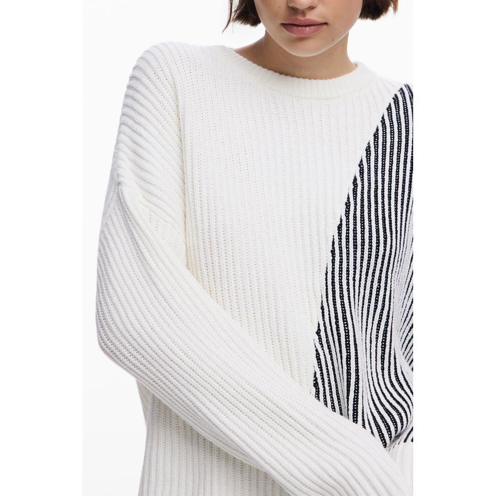 Pull femme en coton blanc Desigual
