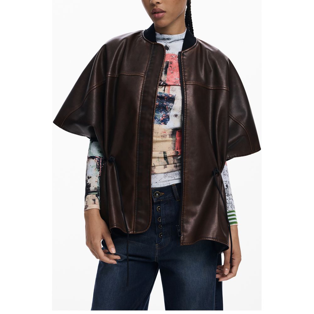Poncho Desigual en polyéthylène marron pour femme