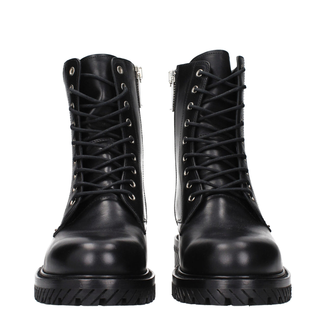 Off-White Black Leather Ankle Boots