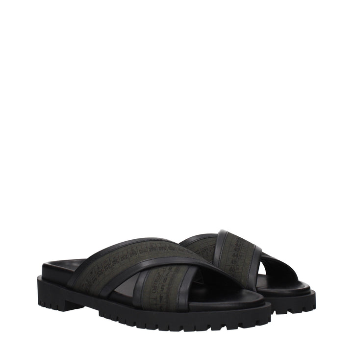 Off-White Green Fabric Sandals
