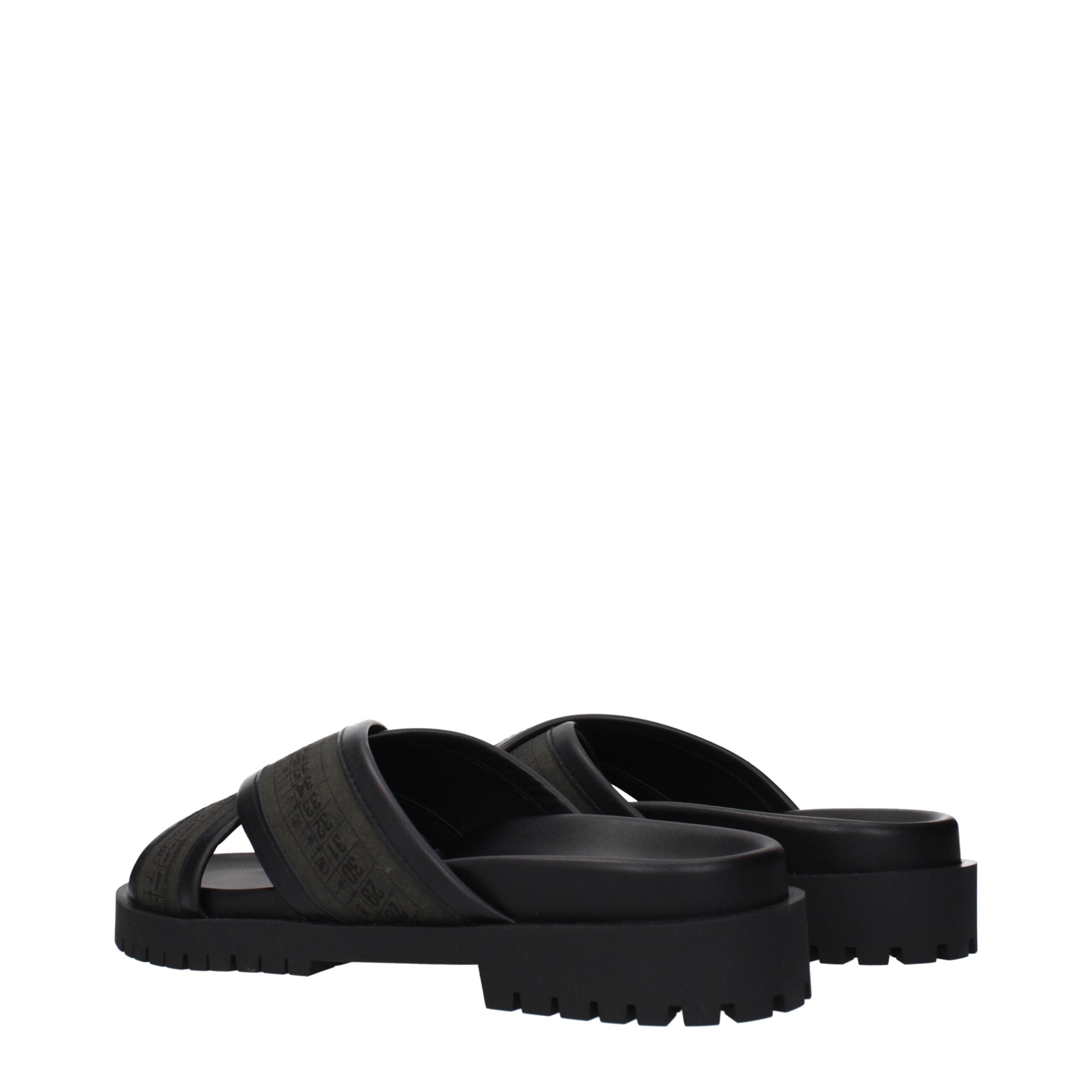 Off-White Green Fabric Sandals
