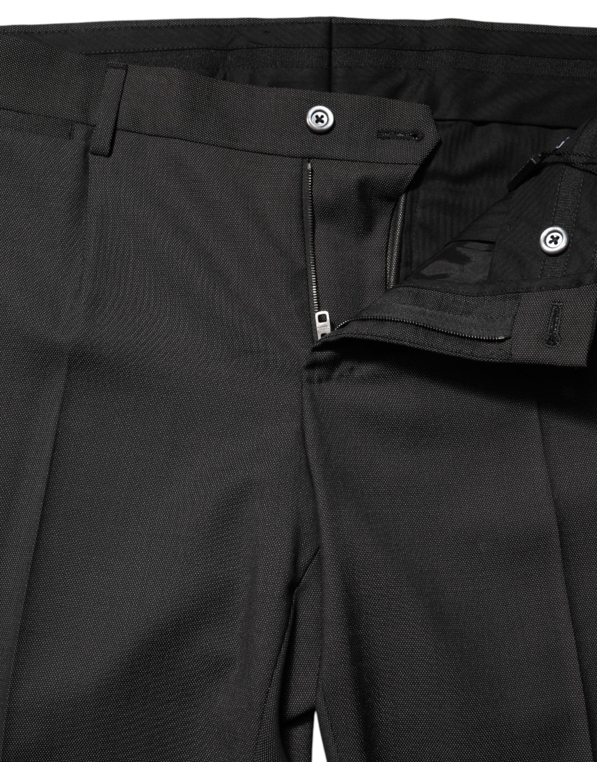 Dolce & Gabbana Black Polyester Mid Waist Dress Trouser Pants