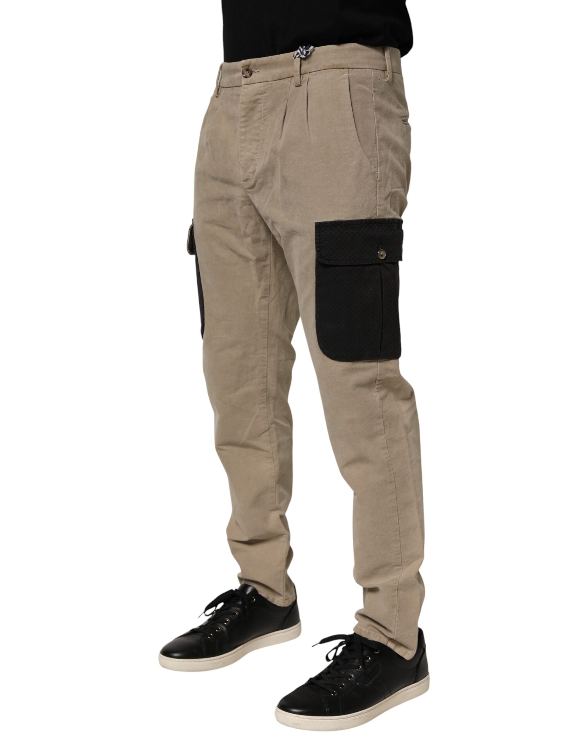 AT.P.CO Beige Mid Waist Skinny Men Cargo Chino Trouser Pants