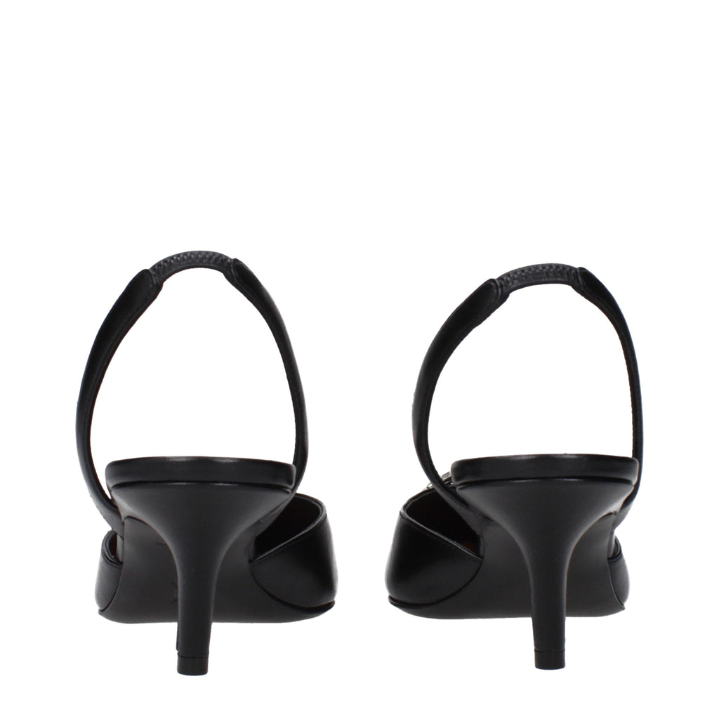 Amina Muaddi Black Leather Pumps
