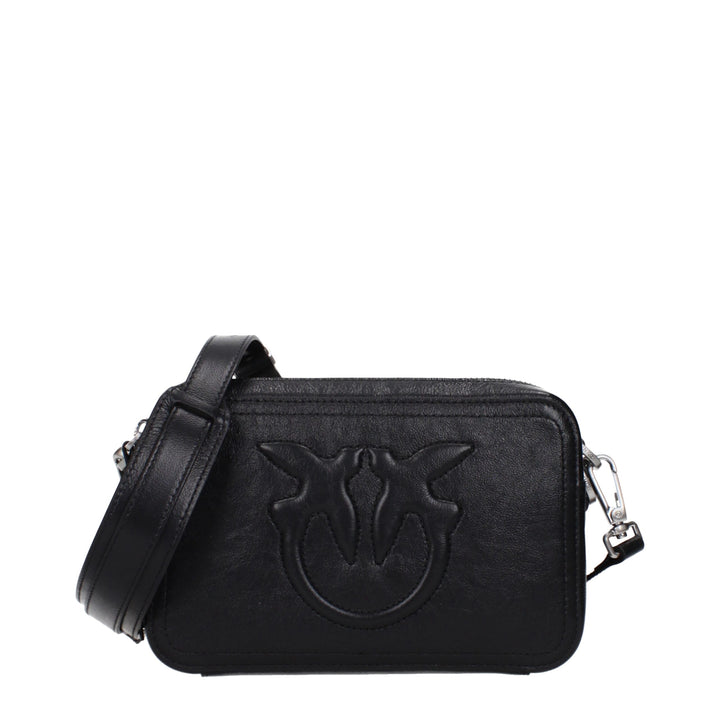 PINKO Black Leather Crossbody Bag