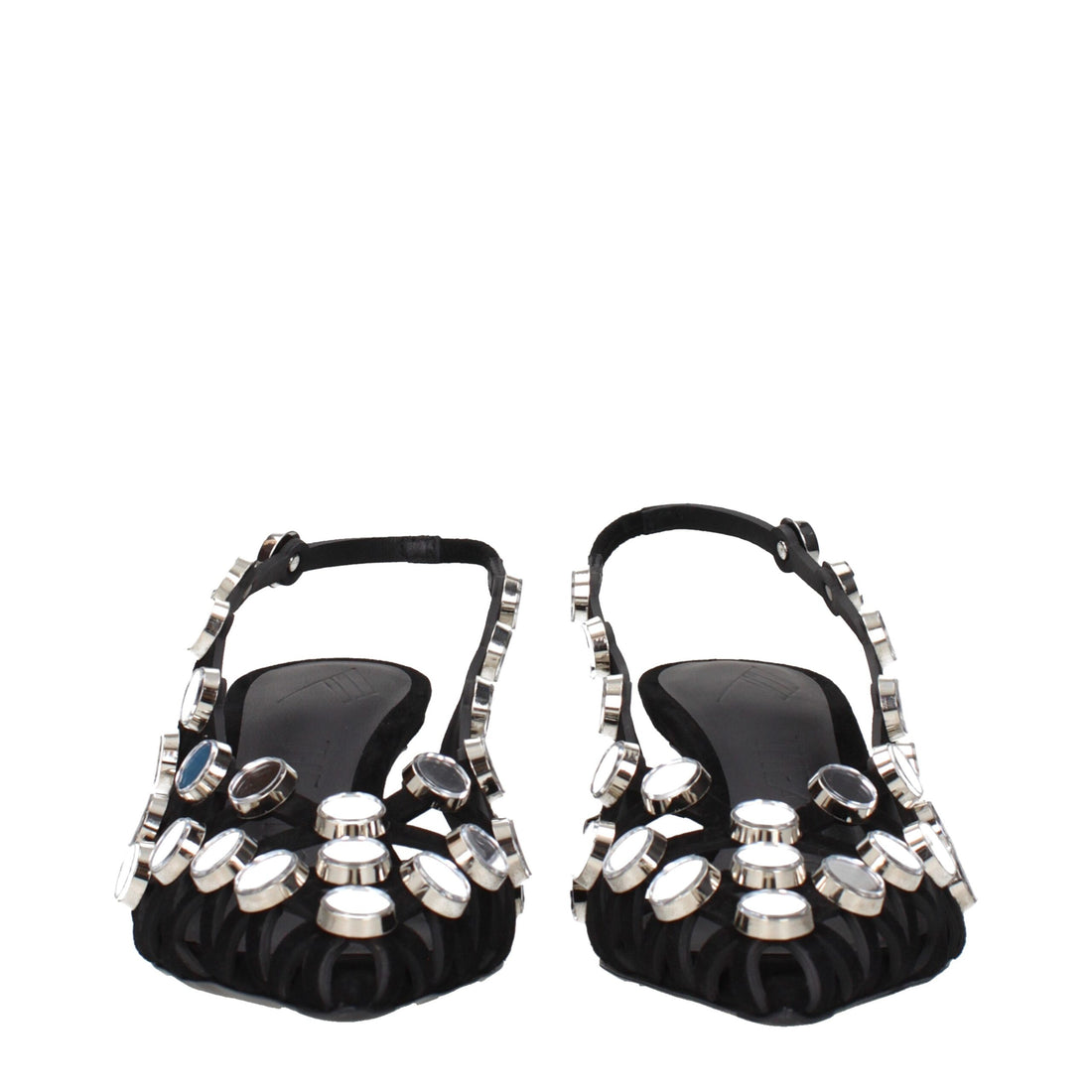 The Attico Black Leather Stiletto Heel Sandals