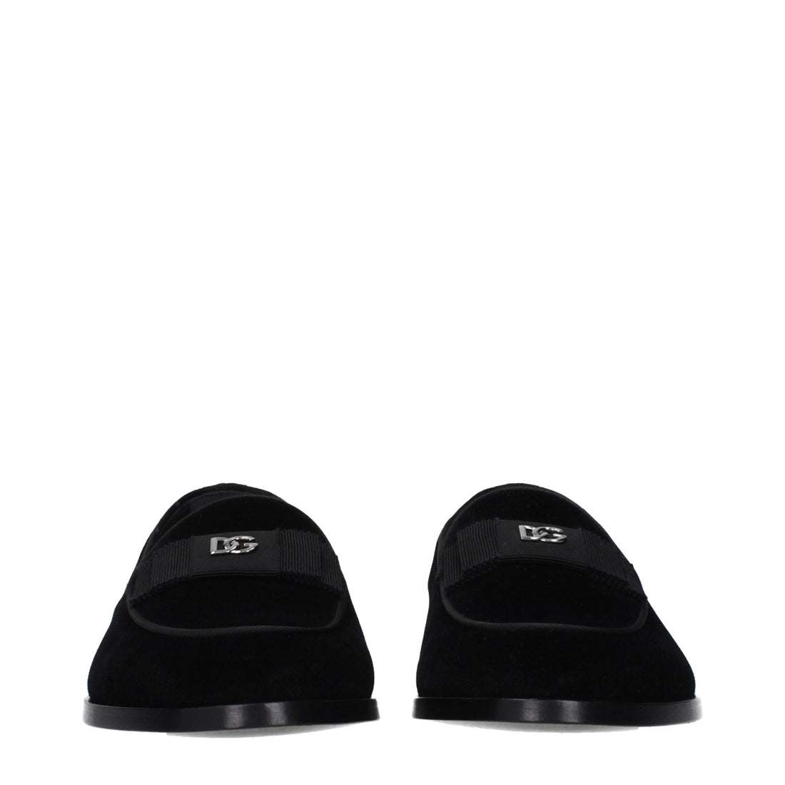 Dolce & Gabbana Black Velvet Slip-On Loafers