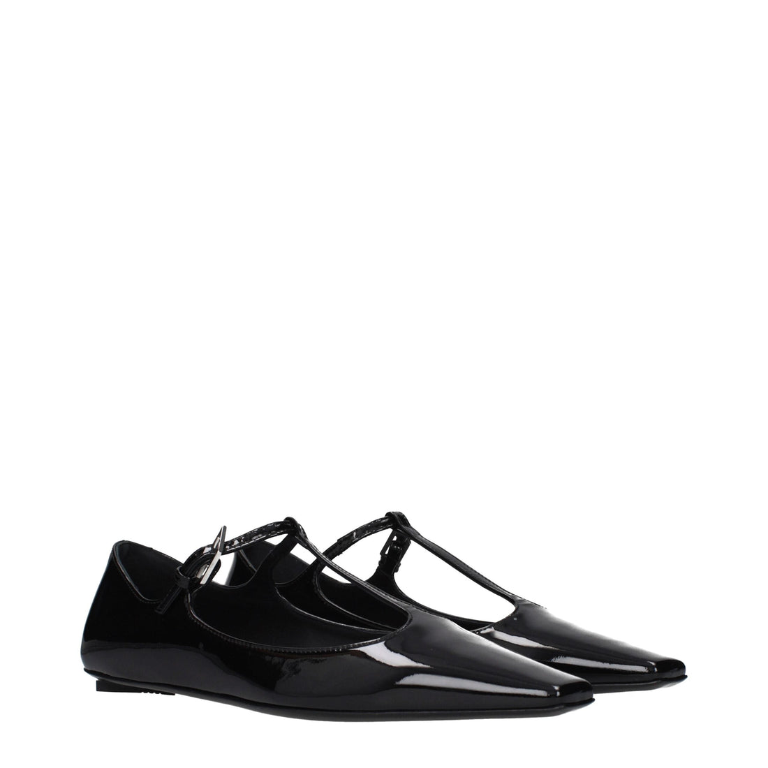 The Attico Black Leather Ballet Flats