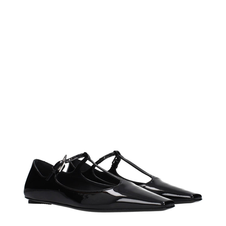 The Attico Black Leather Ballet Flats