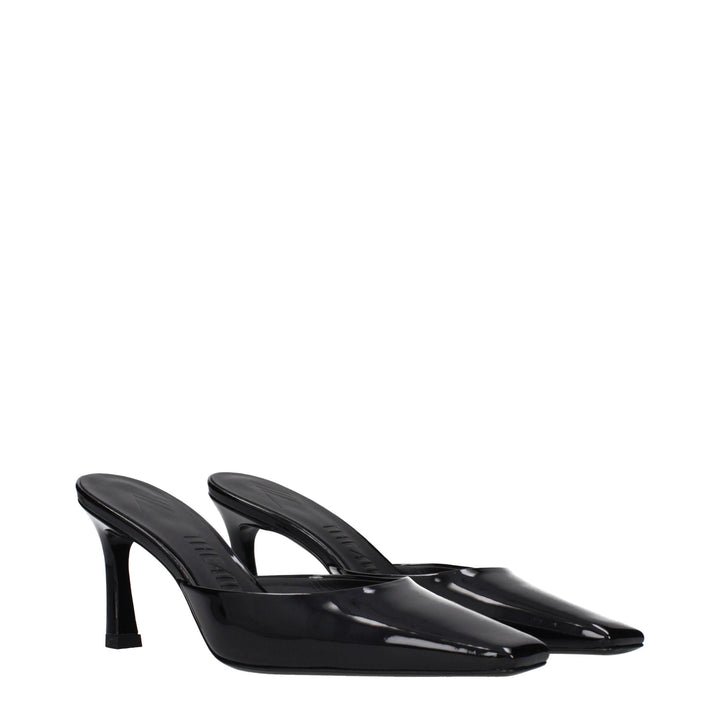 The Attico Black Leather Flat Sandals