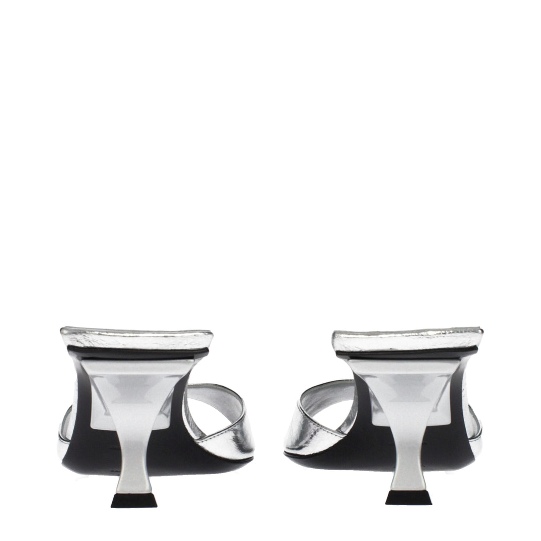 The Attico Gray Leather Flat Sandals