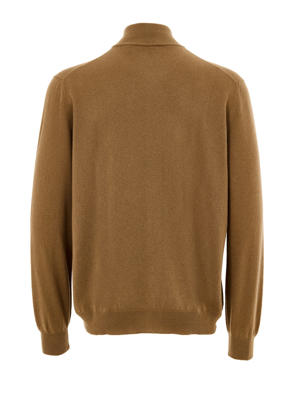 Gran Sasso Brown Wool Half-Zip Mock Sweater