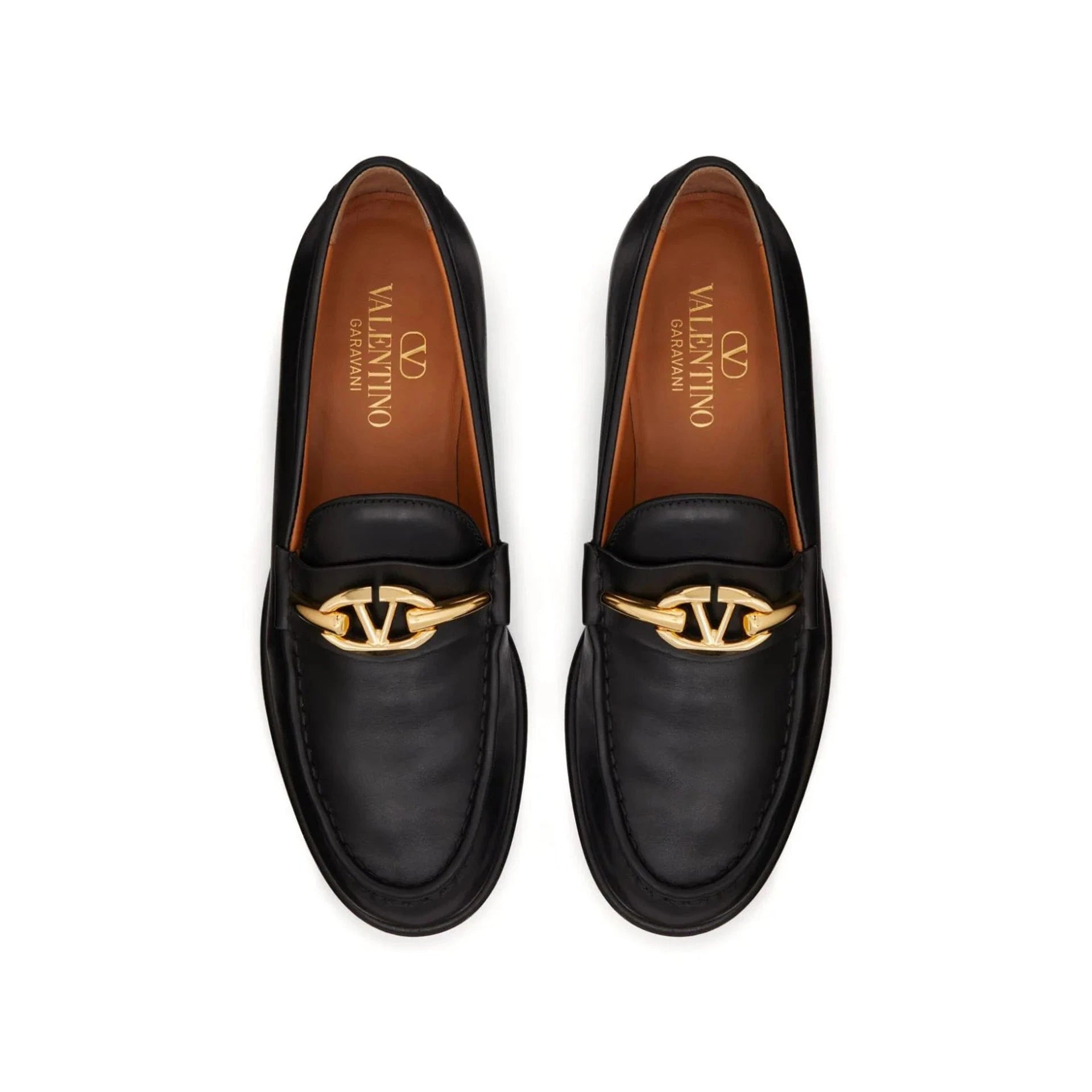 Valentino Garavani V-Logo Moon Leather Loafers