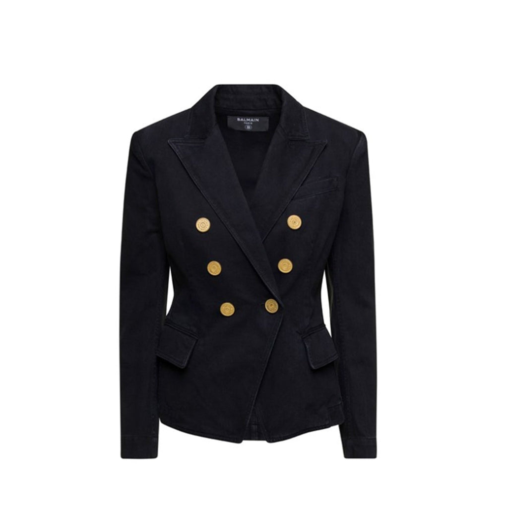 Balmain Double-Breasted Denim Blazer
