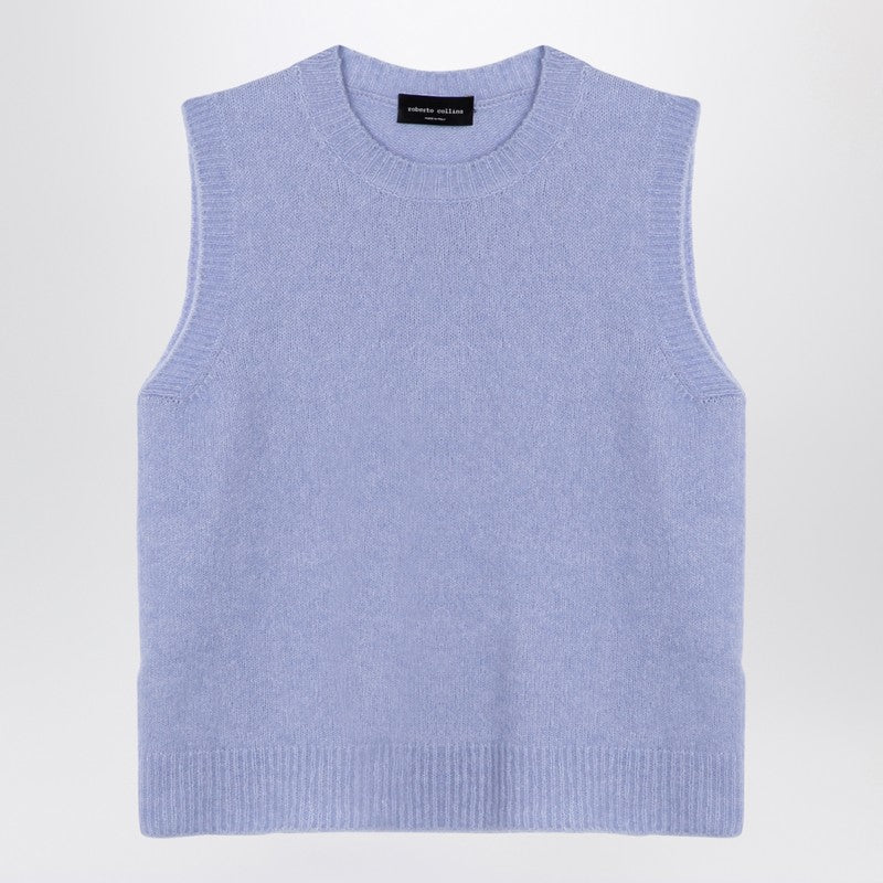 Roberto Collina Light blue cashmere blend waistcoat