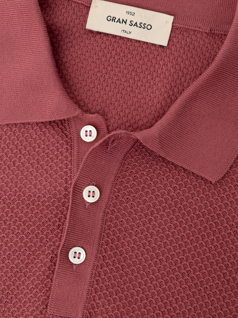 Gran Sasso Men's Honeycomb Piqué Cotton Polo Shirt Red – Siebentaschen