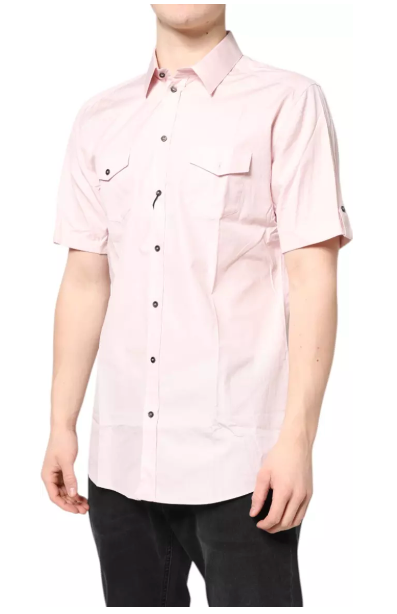 Chemise décontractée à manches courtes en coton blanc Dolce &amp; Gabbana