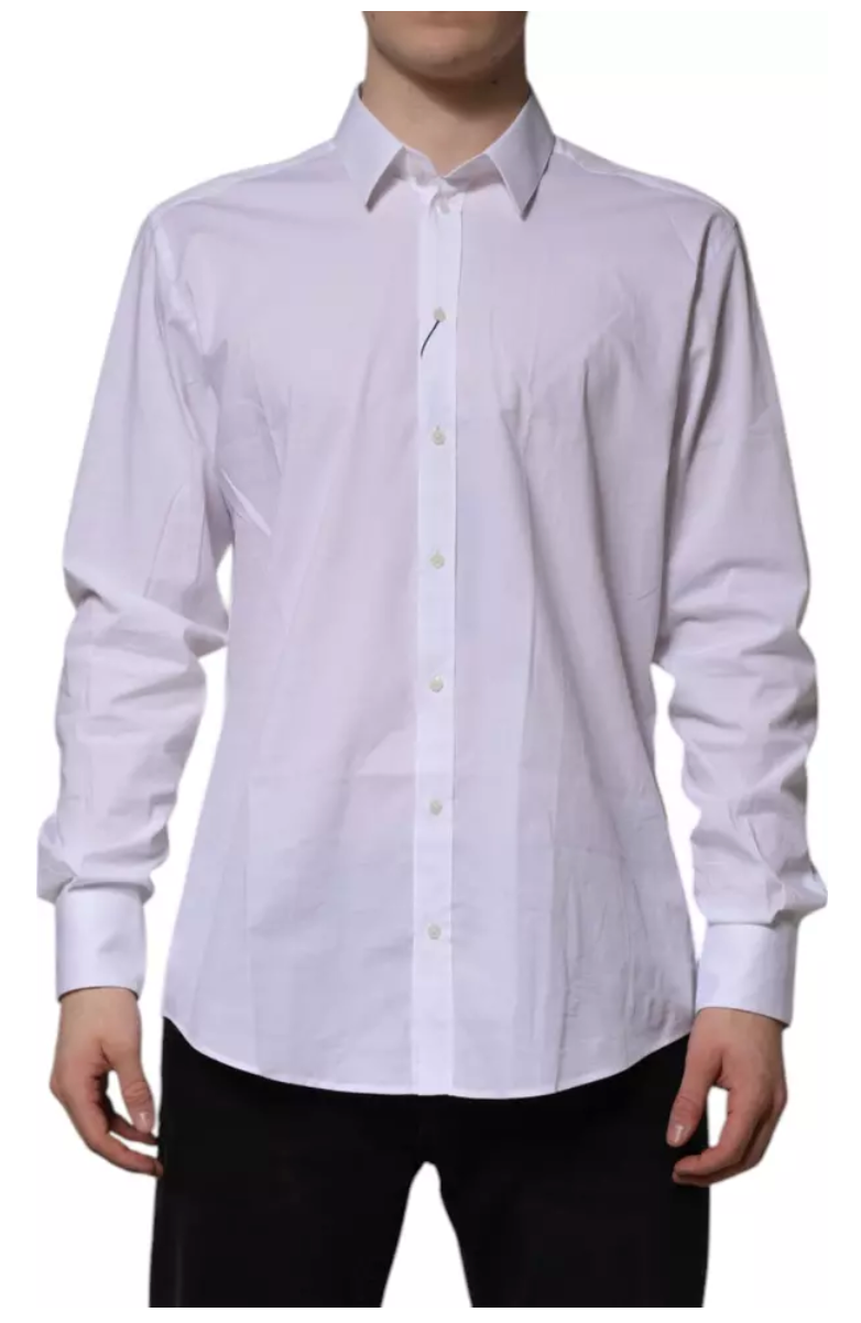 Dolce & Gabbana White MARTINI Long Sleeve Dress Formal Shirt